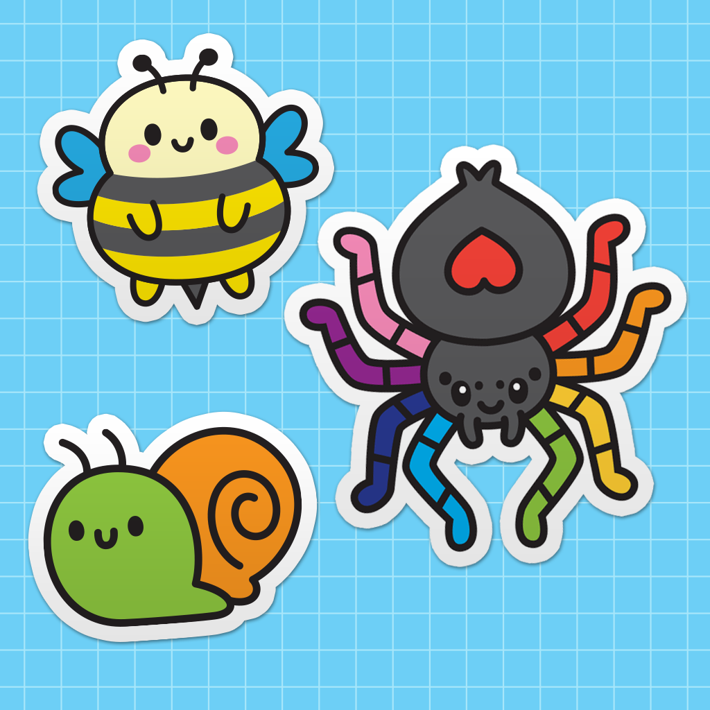 a collection of insect themed vinyl stickers