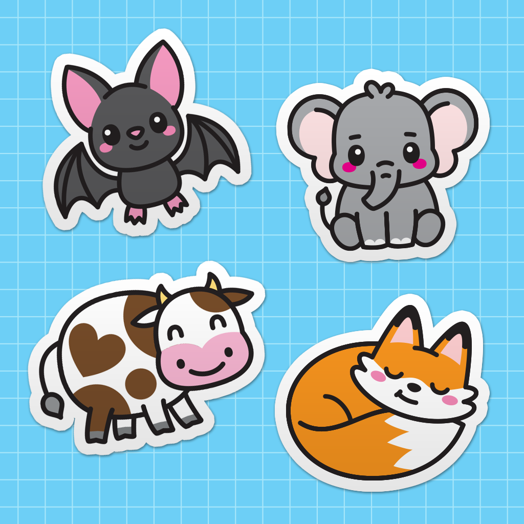 a collection of wildlife animal laptop stickers