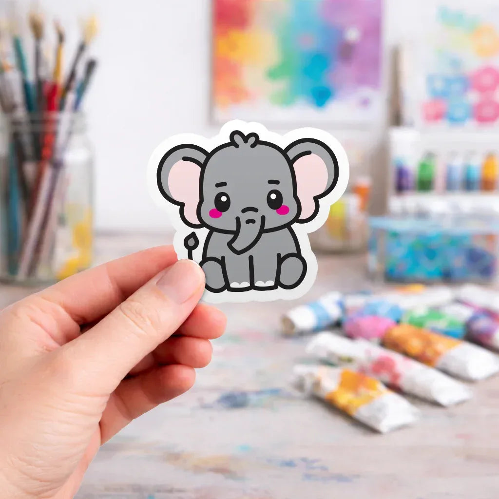 Cute Baby Elephant - Laptop Sticker - Monster Stickers