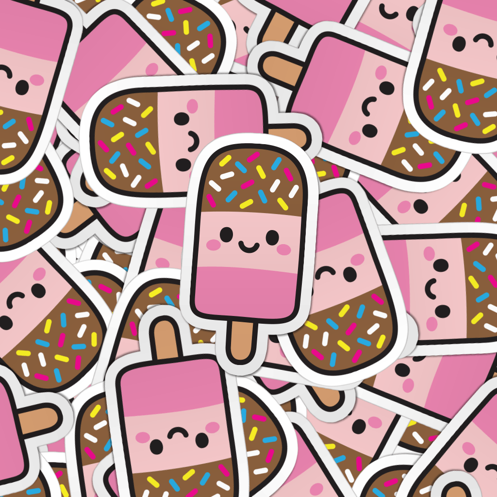 Pattern of multiple fab lolly ice cream laptop stickers.