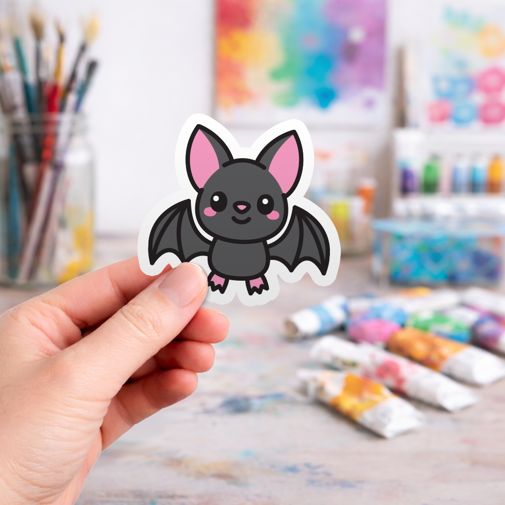Cute Goth Bat - Laptop Sticker - Monster Stickers