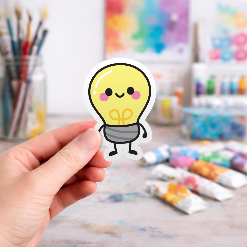 Cute Light Bulb - Laptop Sticker - Monster Stickers