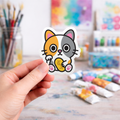 Cute Lucky Cat - Laptop Sticker - Monster Stickers