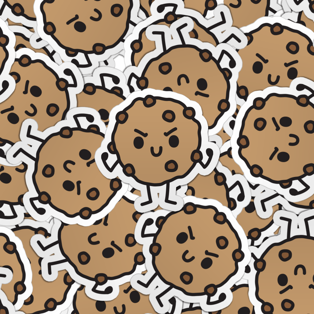 Pattern of multiple cute tough cookie die-cut, vinyl laptop stickers.