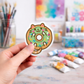 green donut cat laptop sticker - monster stickers