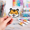 Cute Happy Tiger - Laptop Sticker - Monster Stickers
