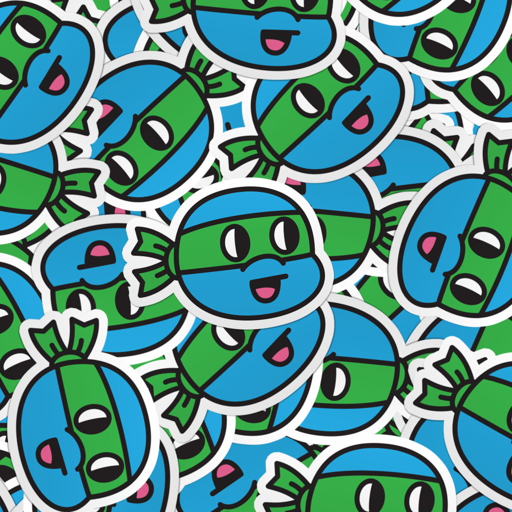 pattern of multiple cartoon ninja turtle laptop stickers