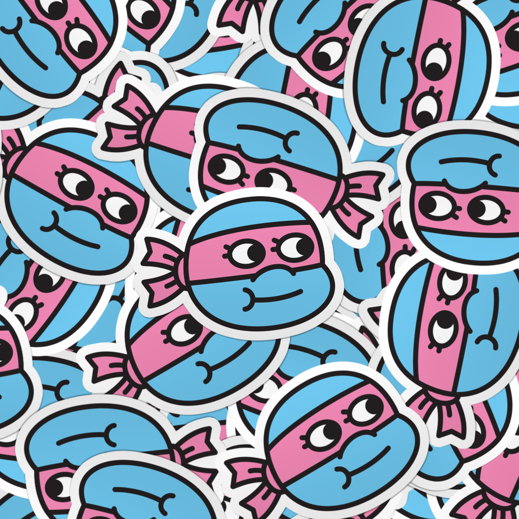 pattern of multiple cartoon ninja turtle laptop stickers