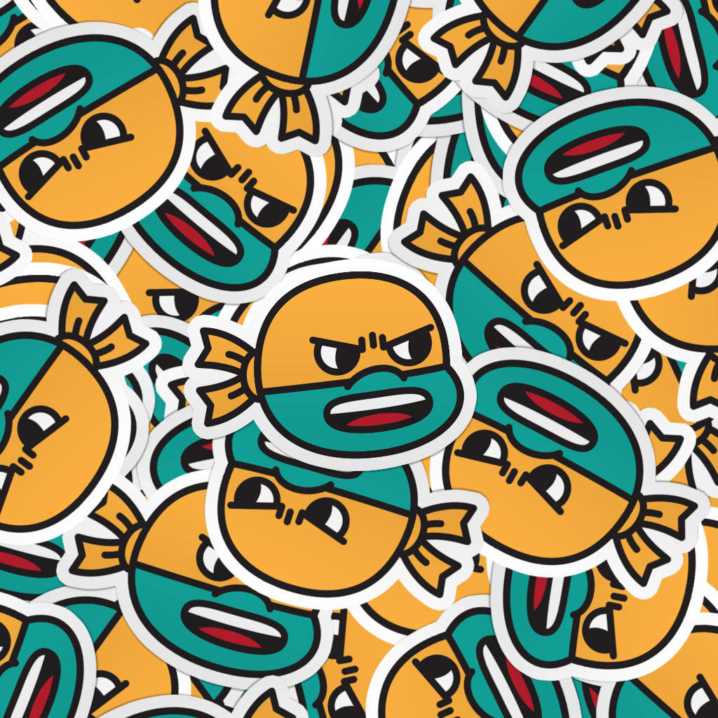 pattern of multiple cartoon ninja turtle laptop stickers