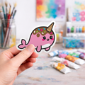 ice cream narwhal laptop sticker - monster stickers