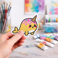 ice cream narwhal laptop sticker - monster stickers