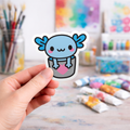 Kawaii Bucket Of Axolotl - Laptop Sticker - Monster Stickers