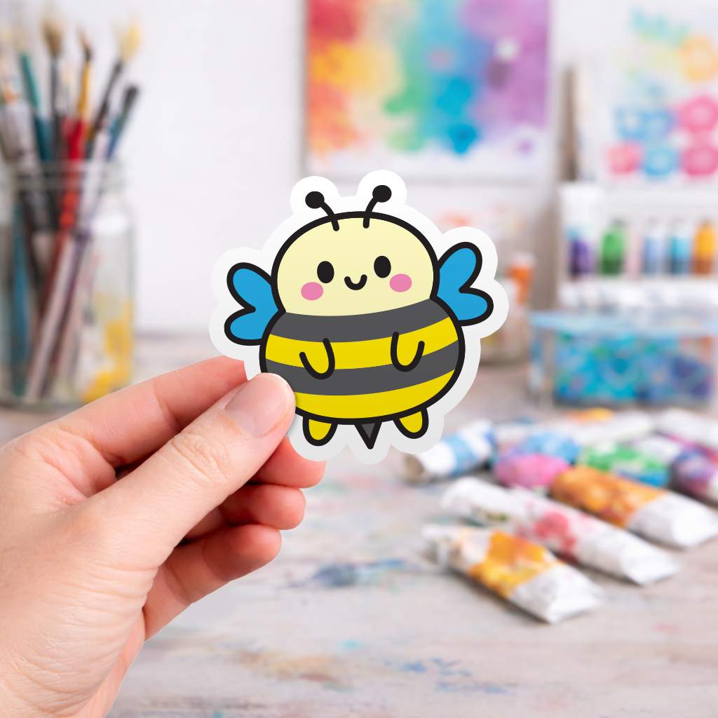 Kawaii Bumble Bee - Laptop Sticker - Monster Stickers