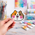 Kawaii Calico Cat Face - Laptop Sticker - Monster Stickers