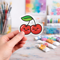 Kawaii Cherries - Laptop Sticker - Monster Stickers