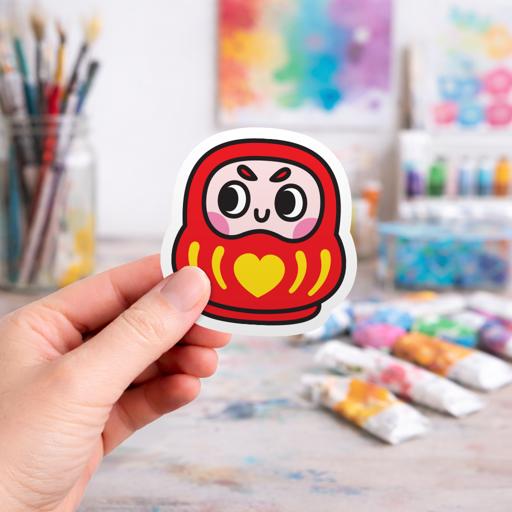 Kawaii Daruma - Laptop Sticker - Monster Stickers