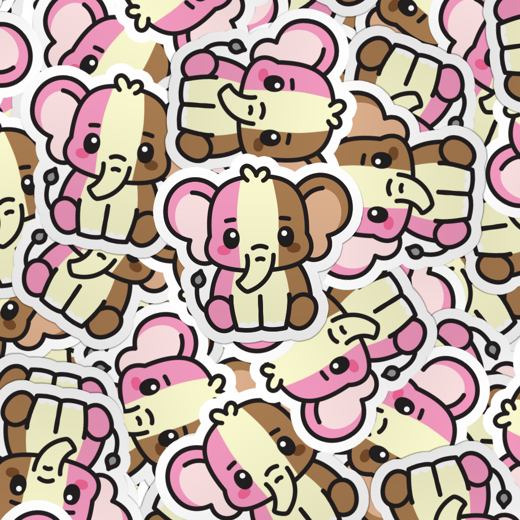 Pattern of cartoon ice-cream elephants