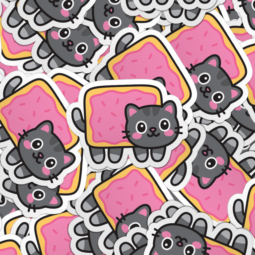 Pattern of multiple nyan cat laptop stickers.
