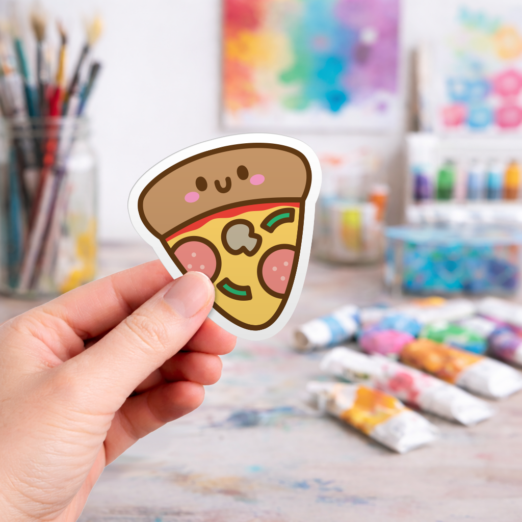 Kawaii Pizza Slice Laptop Sticker - Monster Stickers