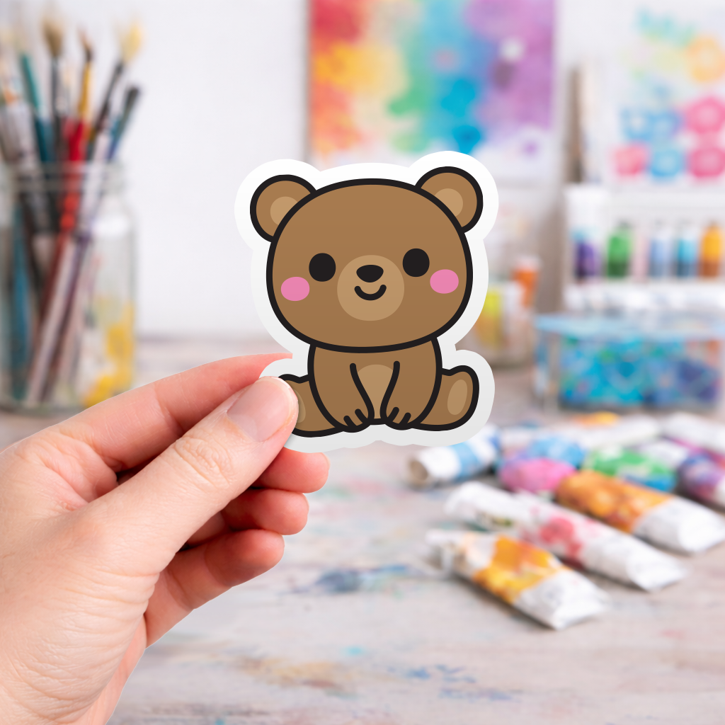 Kawaii Teddy Bear - Laptop Sticker - Monster Stickers