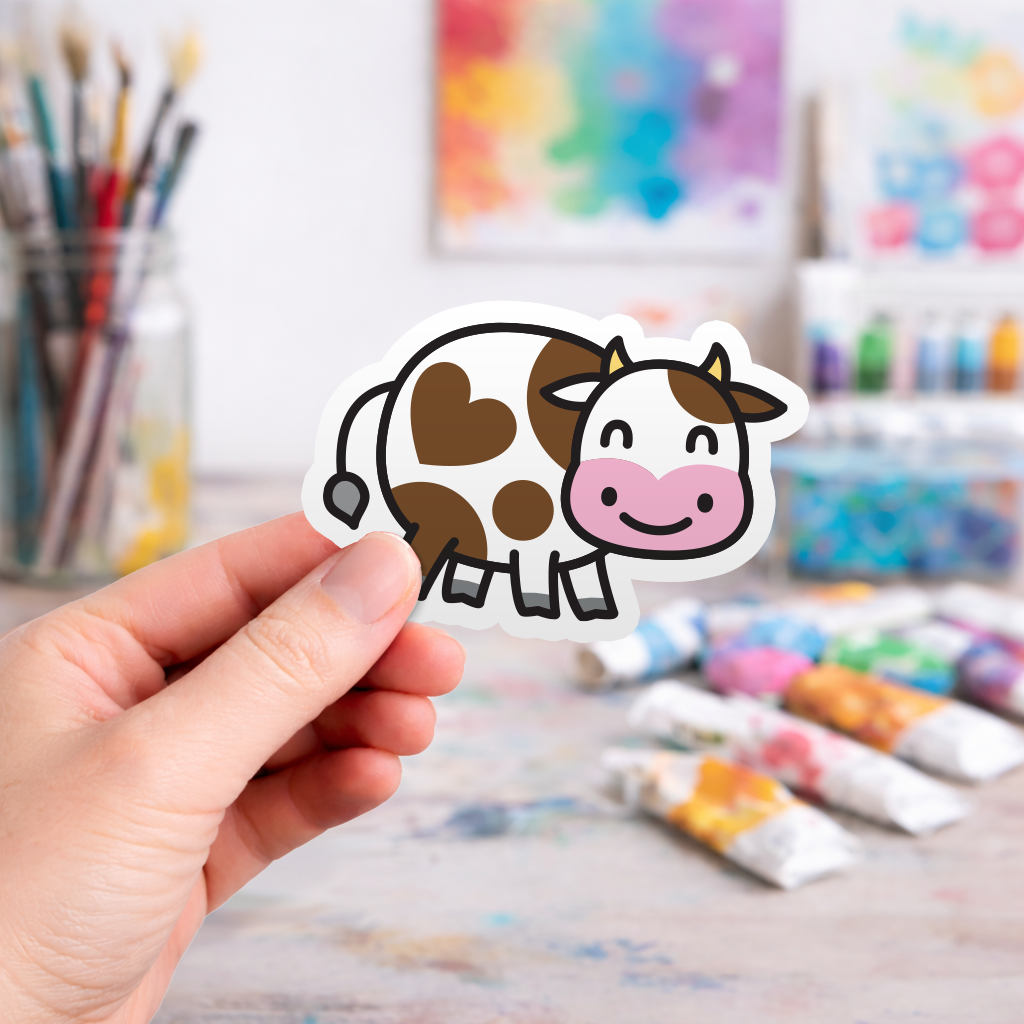 Silly Moo Cow - Laptop Sticker - Monster Stickers