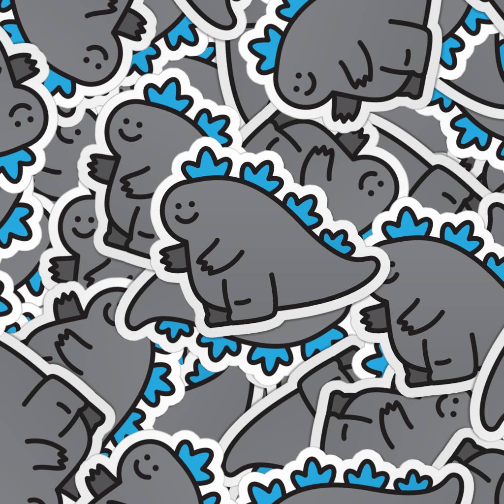multiple cute simple godzilla vinyl laptop stickers