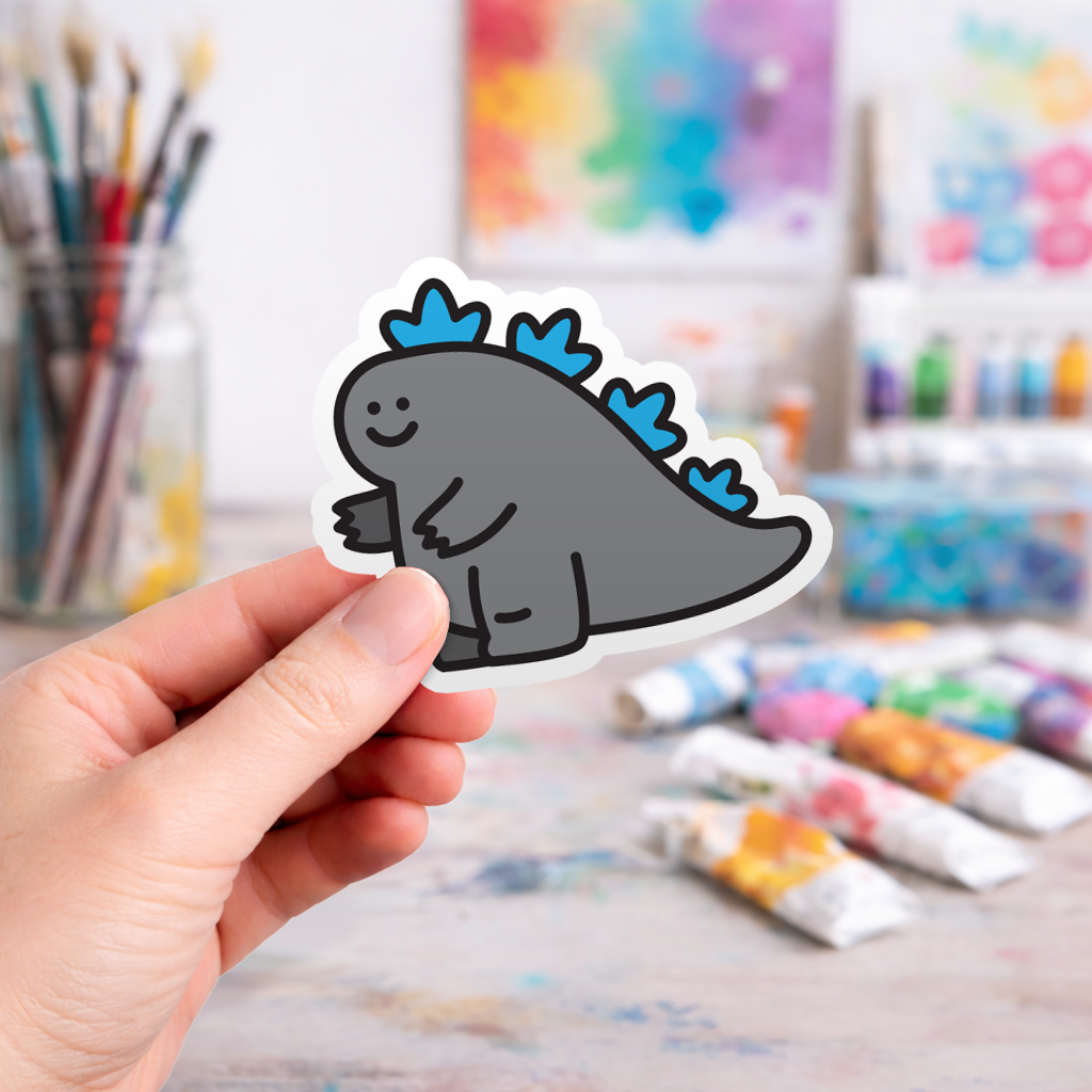 cute simple godzilla laptop sticker - monster stickers
