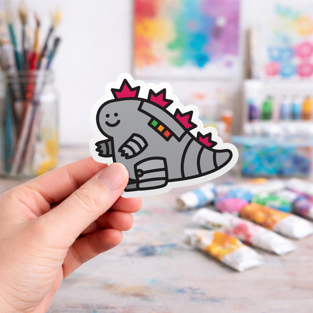simple mechagodzilla laptop sticker - monster stickers